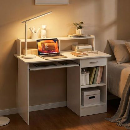 Yaheetech Computer Desk with Drawers Study Table for Home Office, White