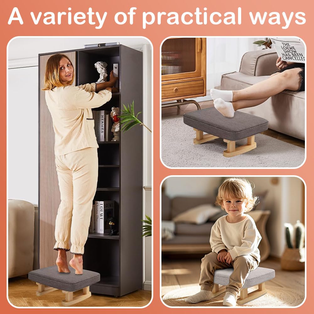 Duscdesp Foot Stool,Ottoman Footstool with Stable Wooden Legs,Ottoman Footrest,Pouffe Footstool with Removable Padded Seat,Footstools for Living