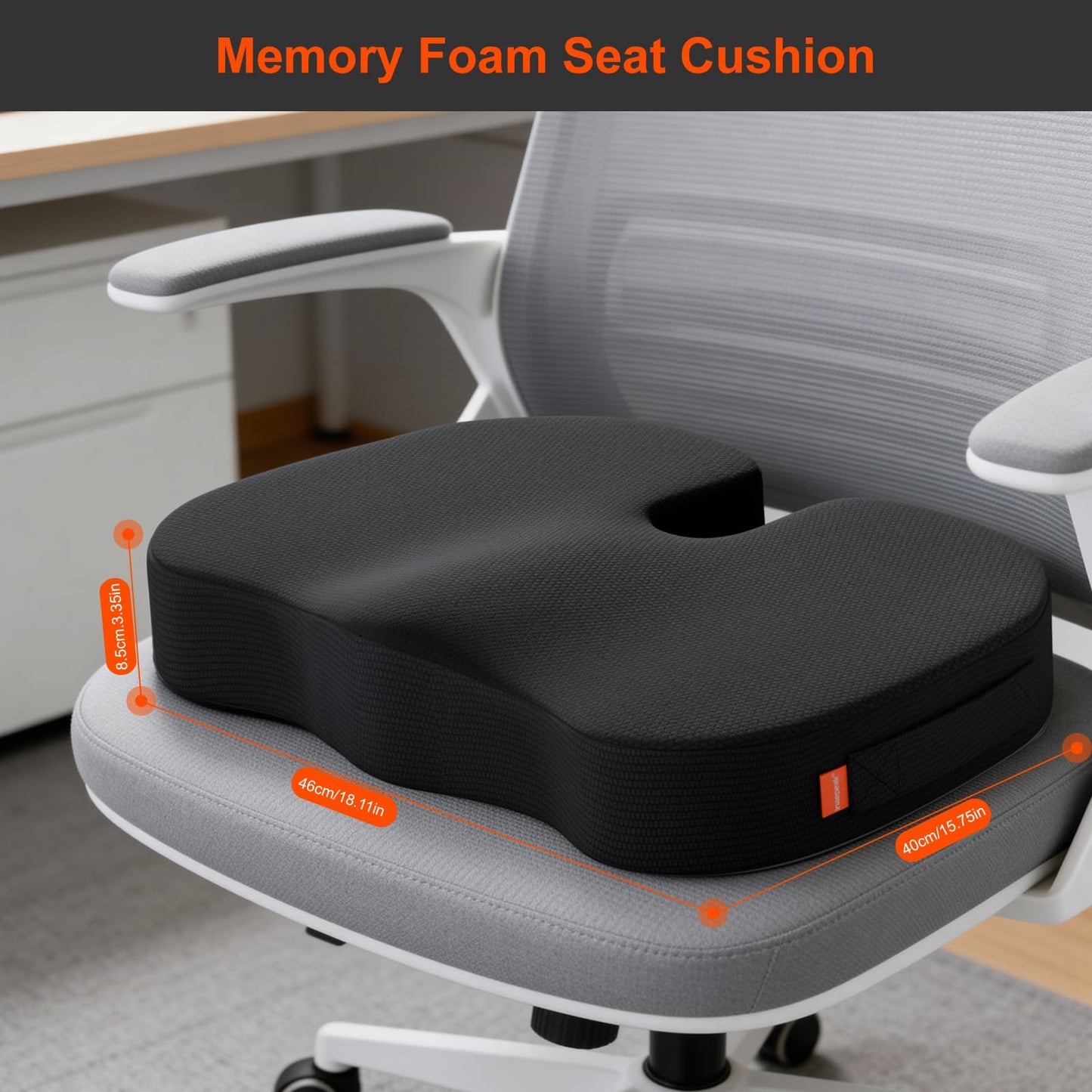 inaepeak Seat Cushion, Memory Foam Seat Cushion for Coccyx Tailbone Pain Relief, Suitable for Office Chair/Car Seat/Wheelchair