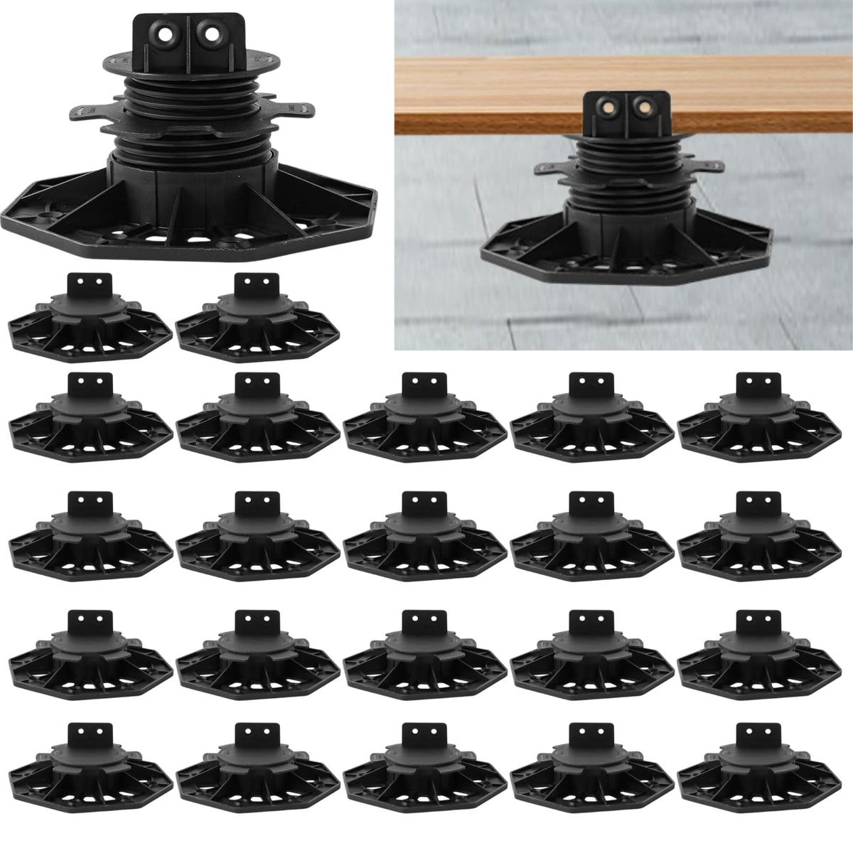 TTBDEHTK Adjustable Deck Support Pedestal, 24 Pack, 1-3/16" to 2-3/4"