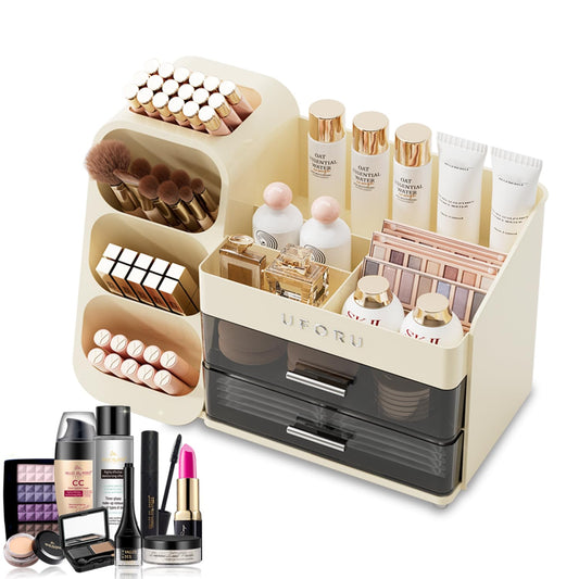 Alvar Makeup organizer with Drawers for Vanity,Spacious Cosmetic Display Case,Perfect Storage Solution for Your Beauty Essential(Cream)