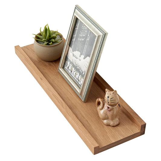 OAKERLAND Wooden Floating Shelves for Wall, 20inch Oak Picture Ledge Shelf Wall Mounted Oak Display Shelf for Home,Office,Bedroom,Living