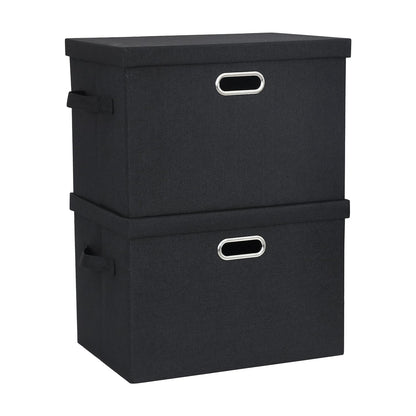 BinWhiz 2-Pack Storage Bins with Lid, 43x31x28 cm Inch Fabric Cube Bins Organizer Basket Foldable Storage Box Containers with Handles for Closet