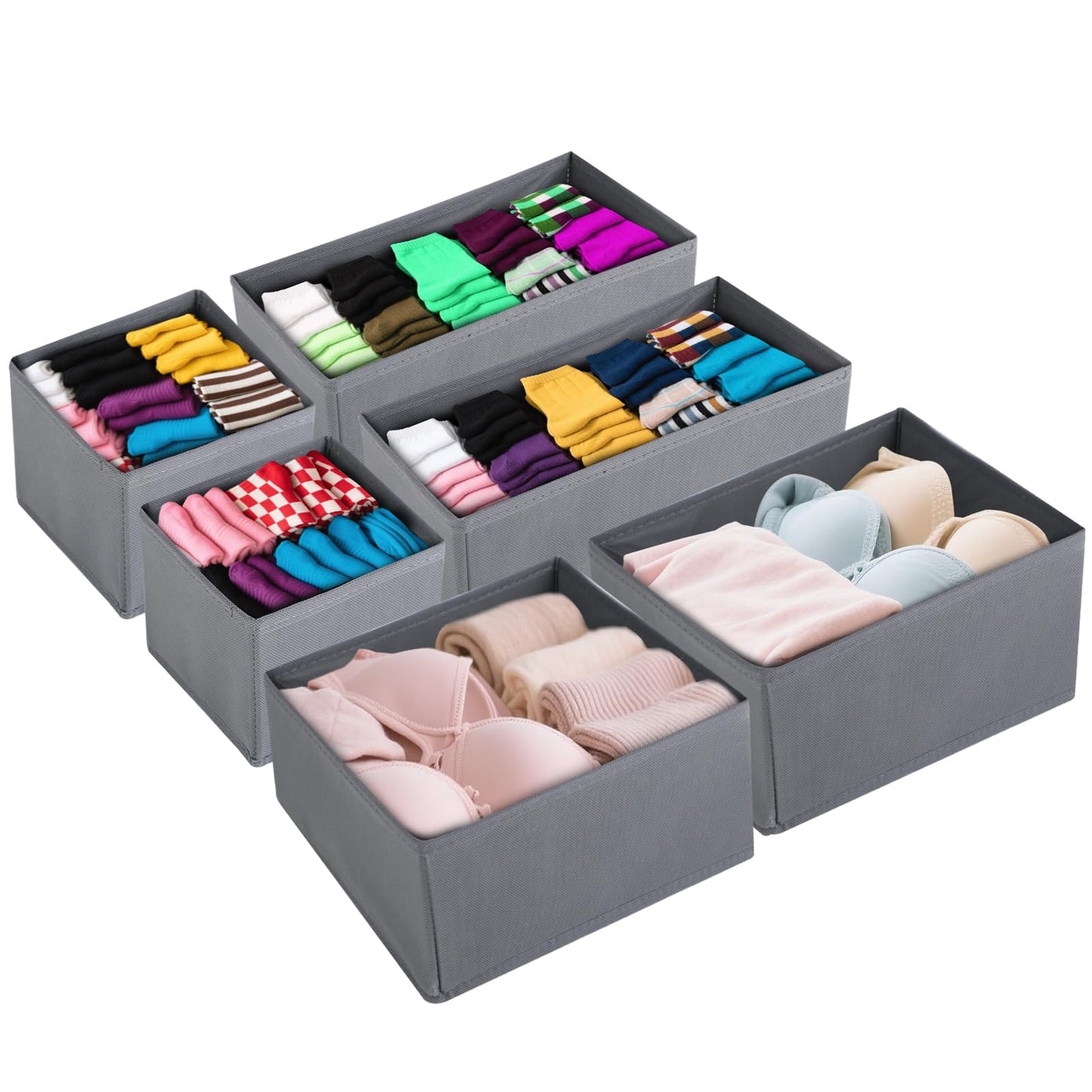 Strehknewen Drawer Organiser, Set of 6, Foldable High-Quality Storage and Organisation, Wardrobe Organiser, Compact for Underwear, Socks