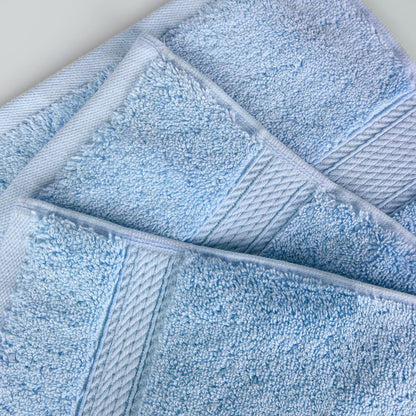 Superior 900 Gram 100% Premium Long-Staple Combed Cotton 6-Piece Face Towel Set, Light Blue