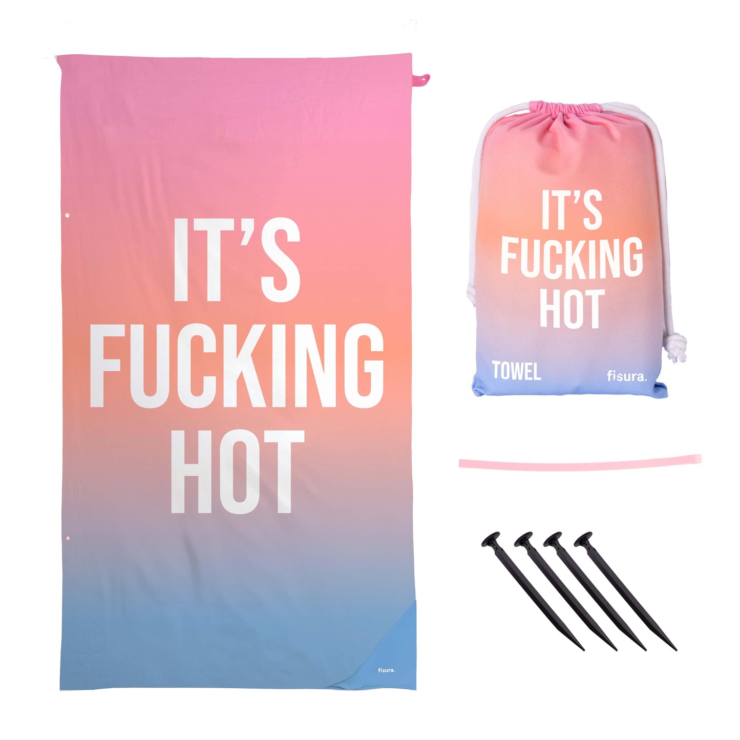 Fisura - Microfibre Beach Towel – Quick Dry, Sand Resistant, Lightweight – “Hot” Gardient – Travel Towel Gift for Beach, Pool & Holiday