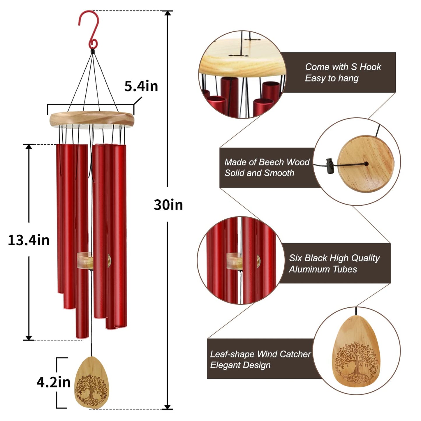 Astarin windchimes Outdoors with Engraved Lifetree?30 Inch Memorial Wind Chimes for Outside?Sympathy Wind Chime for Loved One,Outdoor Wind Chimes for