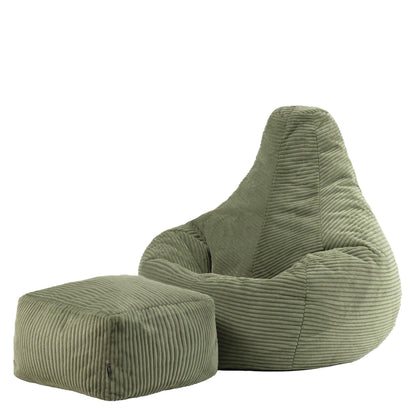 icon Dalton Cord Bean Bag & Footstool with Filling Included, Green