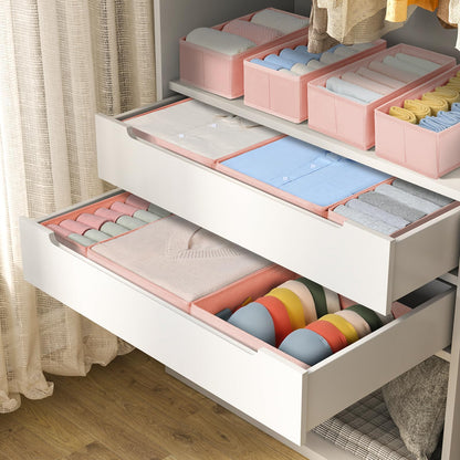 Homsorout 12 Pack Drawer Organiser Foldable Box - Fabric Drawer Dividers Wardrobe Clothes Organising for Bras, Socks, Underwear and Bedroom (Pink)