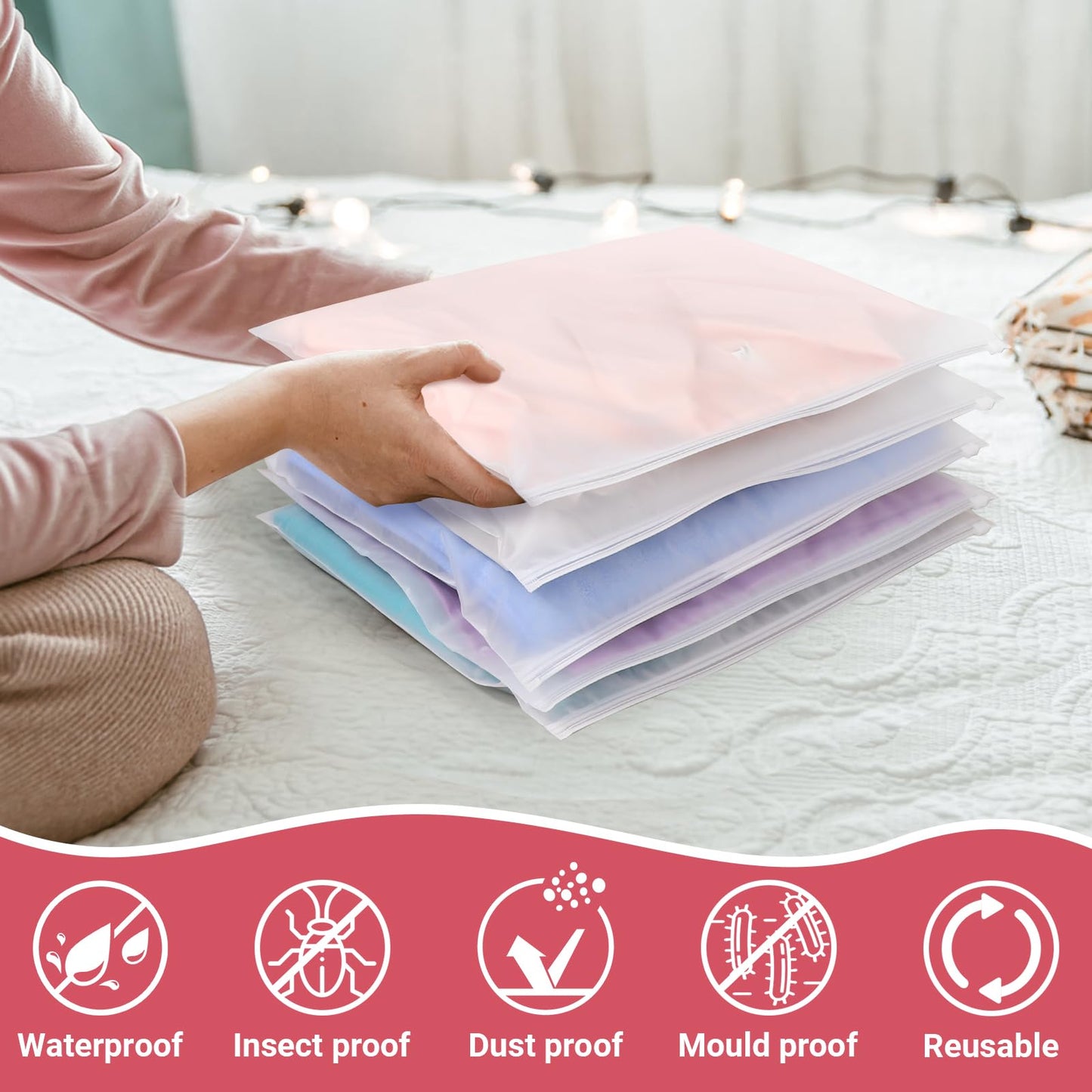 Svaldo Large Ziplock Bags for Clothes, 25Pcs 40 * 30cm Frosted Bags for Clothes, Reusable and Moth Proof, Storage Solutions for Books, Documents