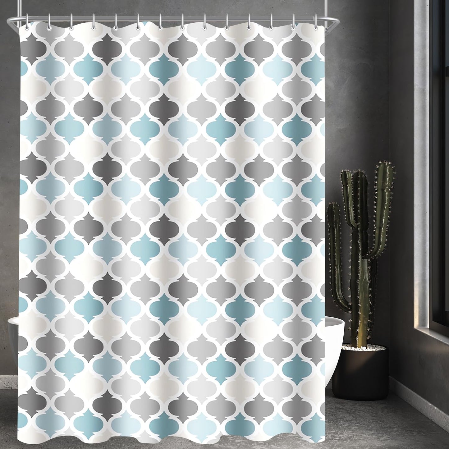 Lerores Shower Curtain, 180 x 200 cm, Cage, Weighted Hem, Anti-Mould Textile, Water-Repellent, Washable Polyester Fabric Bath Curtains for Bathroom,