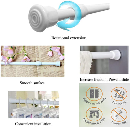2 Pack Small Tension Rods 12 in to 20 Curtain Rods Window Rods in Extendable Width Spring Cupboard Bars for Kitchen Utensils, Closet, and Cabinet