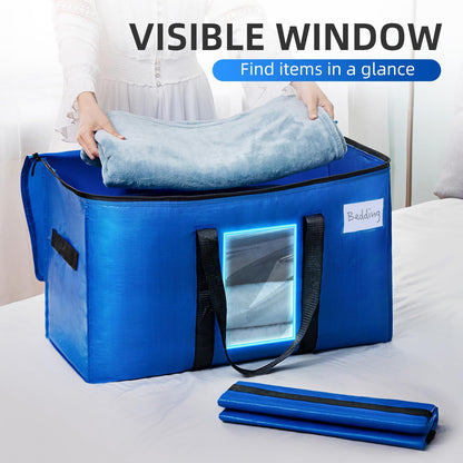 TAILI Extra Large Moving Bags Heavy Duty 2 Pack Blue, Clear Window