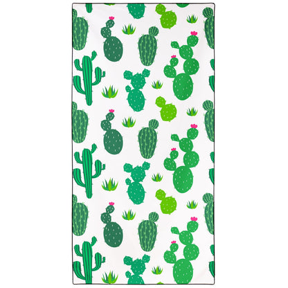 Violetpos Cute Cactus & Heart Beach Towel, Extra Large 180x90 cm 250GSM Microfibre, Sand Free Quick Dry