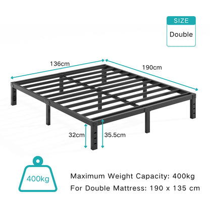 Hunlostten Metal Double Bed Frame - Platform Bed Frames with Underbed Storage and Steel Slat Support, Sturdy, Easy Assembly, Noise Free, Heavy Duty