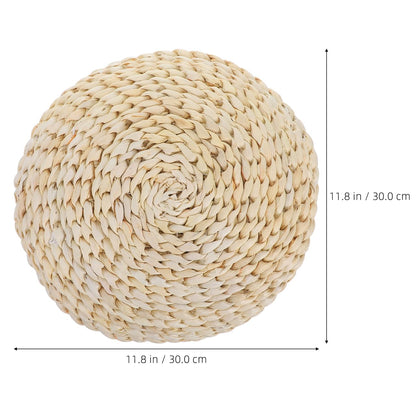 CAXUSD Round Straw-Woven Breathable Yoga Meditation Mat