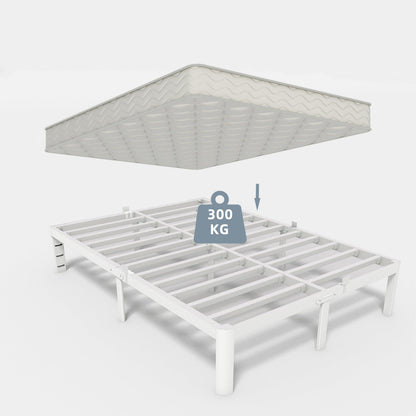 KVLKBV Single Bed 90 x 190 cm White Frame with Anti-Slip Panels and Large Storage Space (41cm) Ideal for Bedroom and Guest Room