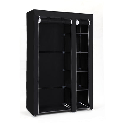 SONGMICS Double Canvas Wardrobe Clothes Storage Organiser Black, 110 x 45 x 175 cm LSF007