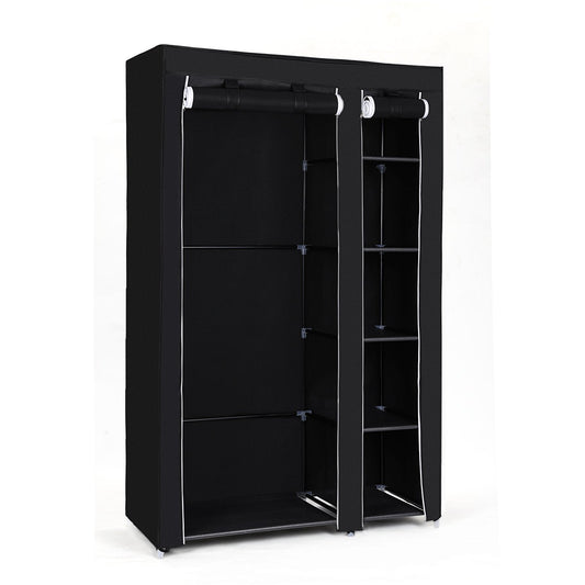 SONGMICS Double Canvas Wardrobe Clothes Storage Organiser Black, 110 x 45 x 175 cm LSF007