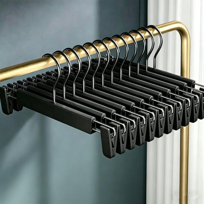 Trouser Hanger, 30Pack Plastic Pant Hangers Space Saving Skirt Hangers with Clips Adjustable Non-Slip Coat Suit Metal Heavy Duty Chrome Clothes