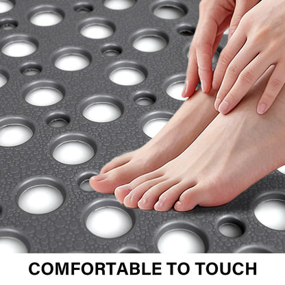 Mofonky Non Slip Shower Mat: 90 x 60 cm Large Shower Mats for Inside Shower - Soft TPE Anti Slip Anti Mould Long Shower Matt with Large Drain Holes