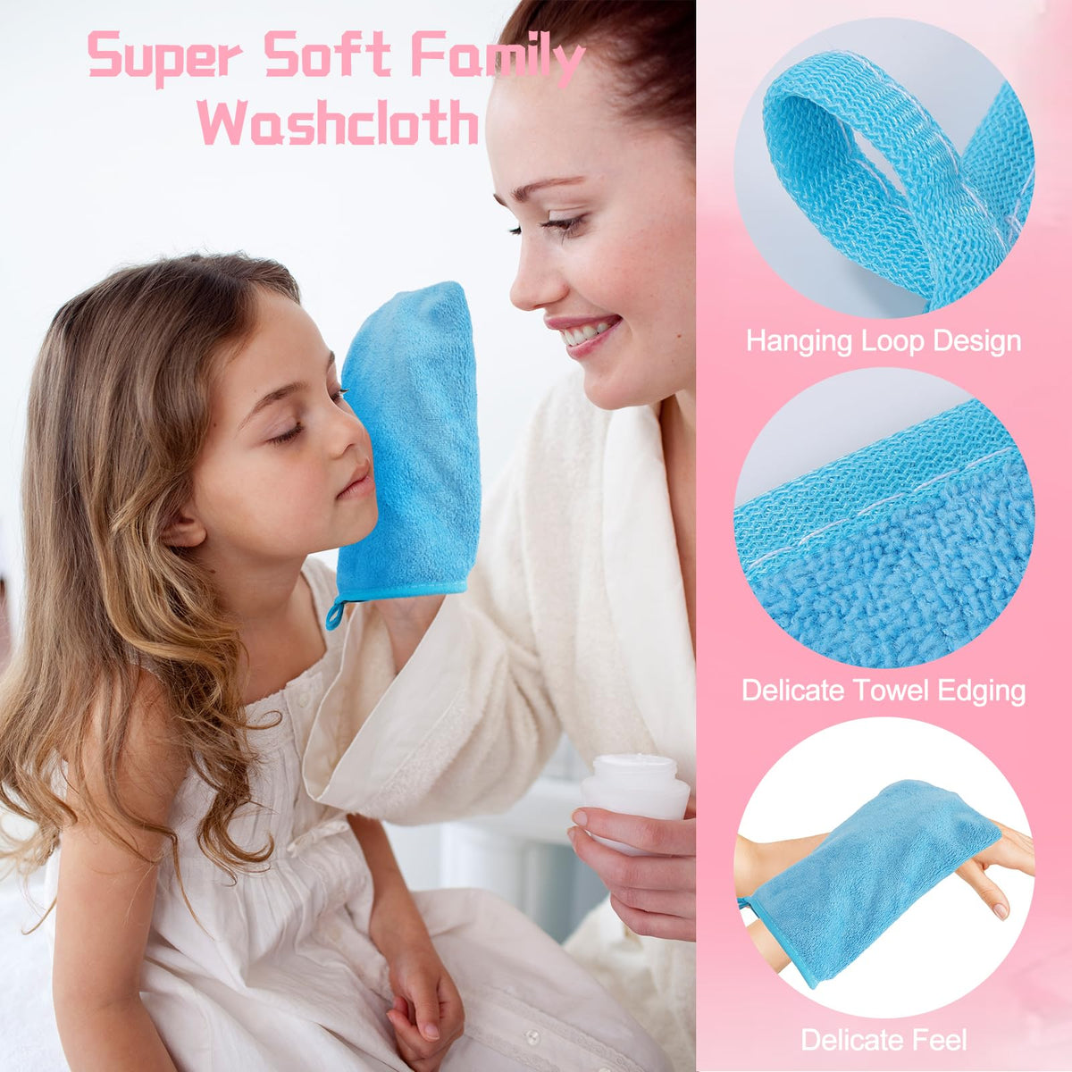 PHOGARY Microfibre Face Body Wash Mitts, Lightweight Absorbent Soft Wash Cloth for Face Body, Makeup Remover Mitt, Bath SPA Washcloth, 21×15cm,10pcs