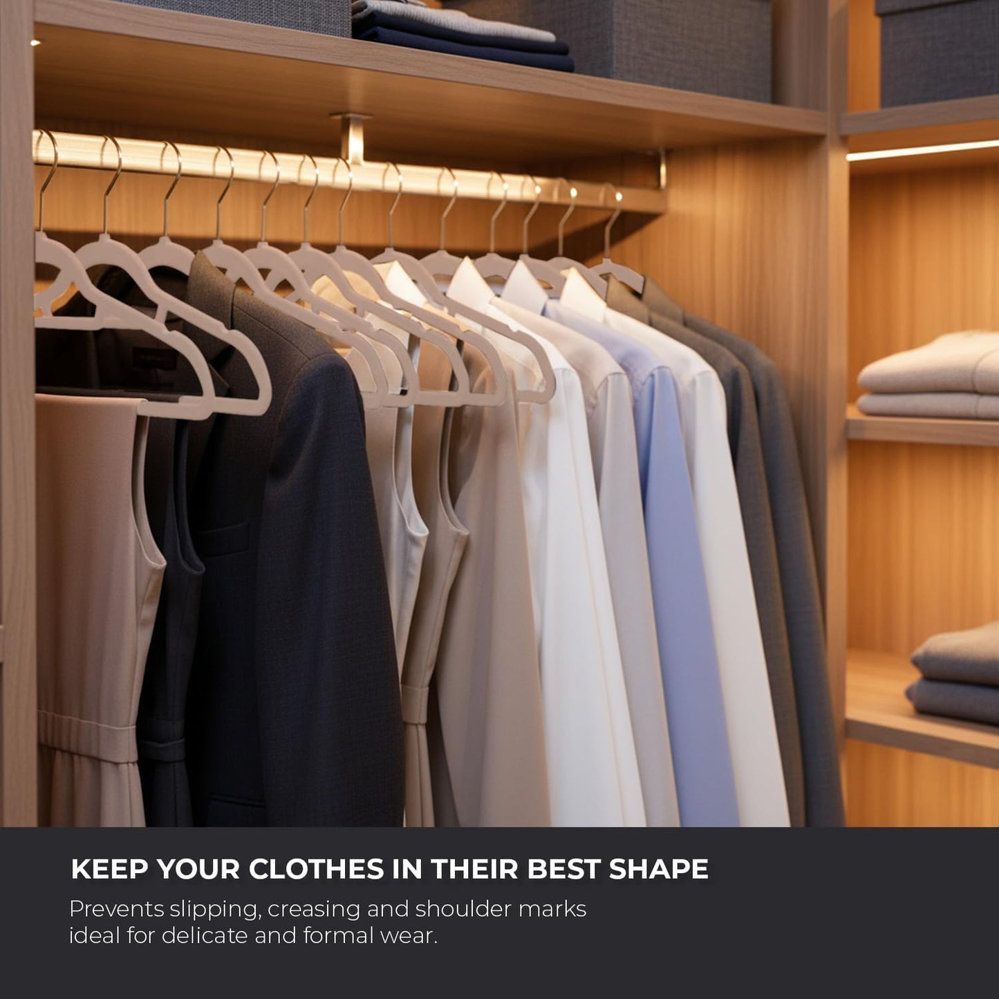Roe Tenpo Coat Hangers, 20 Pack | Velvet Hangers for Clothes with Tie Bar & 360° Hook | Durable & Sturdy | Non-Slip, Space-Saving Design for Shirts
