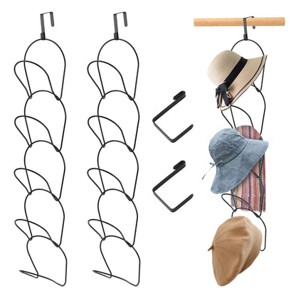 UNGFEI 10 Pack Hat Rack Hanger - Wall & Door Hats Holder with Hanging Hooks, for Baseball Caps, Scarves, Towels torage Solution
