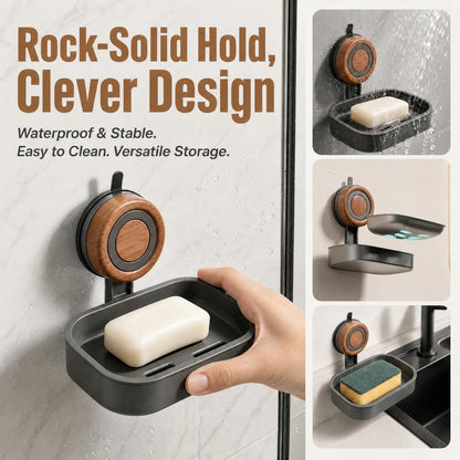 2PCS Double Layer Soap Dish for Shower Wall Mounted Suction Cup Soap Holder