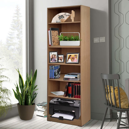 Absolute Deal Beech Tall Bookcase 6 Tier Free Standing Adjustable Shelf