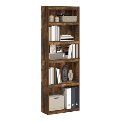 Furinno JAYA Book Shelf, 5-Tier Bookshelf, Bookcase, with Adjustable Shelves, 9.5 x 24.5 x 71.1, for Home Office, Living Room, Amber Oak