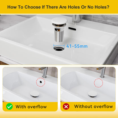 KULACO Sink Drain Fitting with Overflow, Pop Up Valve, Ceramic