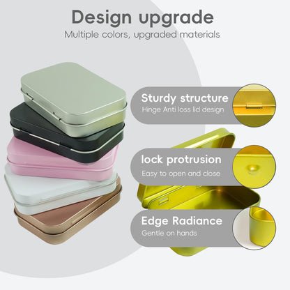 LJY White Hinged Metal Tins, 20 Pack, 3.7 x 2.4 x 0.9 in