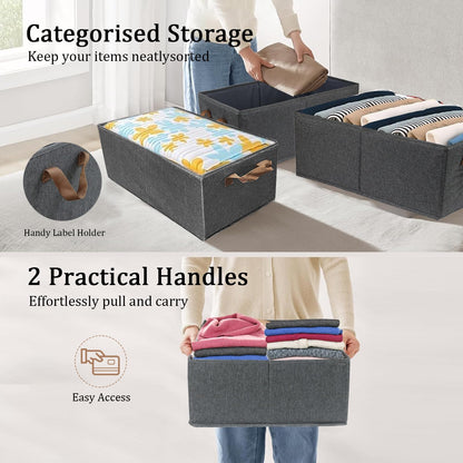 SYEXDZON Storage Baskets, 4pcs Fabric Storage Box, 47*28*20cm