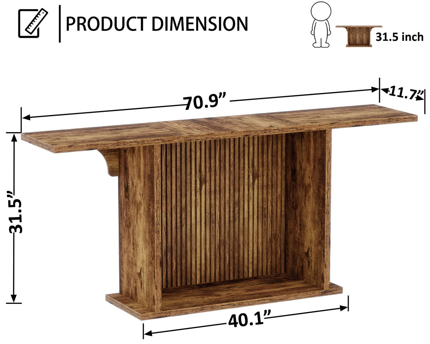 HSH Farmhouse Console Table, 180cm Extra Long 2-Tier Sofa Table, Rustic Brown Wooden Entryway Table for Hallway, Living Room, Foyer & Behind Couch