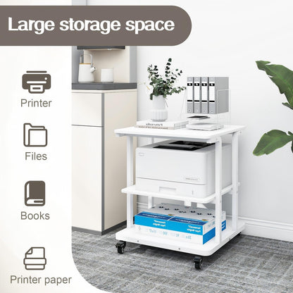 PUNCIA 3-Tier Movable Laser Printer Cart with Storage