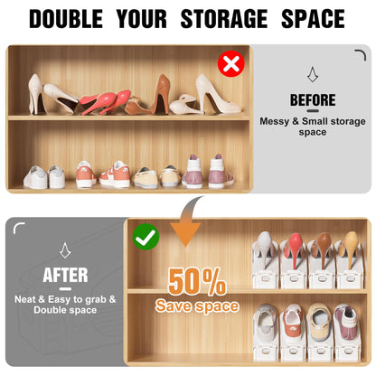 Neprock Shoe Organiser Shoe Slots Organizer for Closet, Shoe Storage Organiser Shoe Rack for Inside Wardrobe