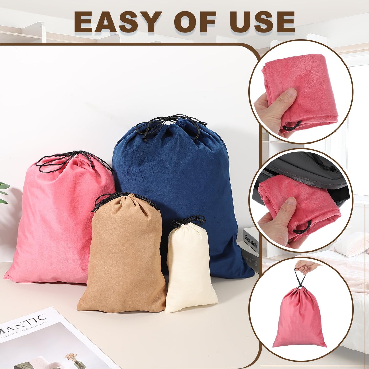sourcing map 2 Pack Dust Bags for Handbags, 8.7x11.9" Cotton Drawstring Storage Pouch Bag Dust Cover Storage Bags for Purses Shoes Boots Daily Travel