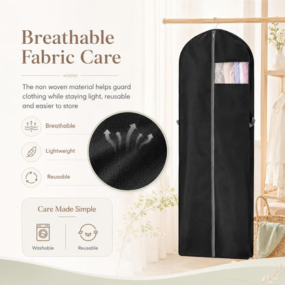 Dress Bags & Hanging Clothes Covers – 3 Pack 60x140cm Dustproof