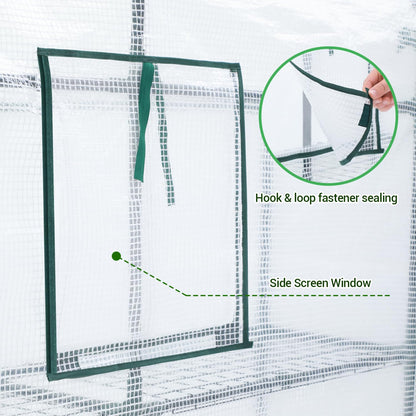 Ohuhu Plastic Greenhouse with Improved PE Cover, Portable Walk in Plant Green House, 3 Tiers 12 Shelves Stands Small Greenhouses Backyard Green Houses