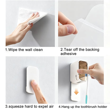 4Packs Toothbrush Holder Wall Mounted Toothbrush Holders Wall Mounted with Cover Toothbrush Heads Bathroom Toothbrush Holder Set Organizer for