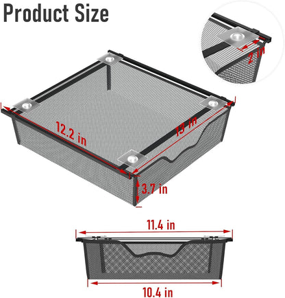 CADUKE Under Desk Drawer 2Pcs, Metal Hidden Desk Organiser, Undermount Storage Drawer, Space-Saving Hidden Organizer
