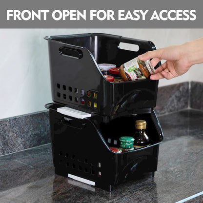 Zopnny 3-Tier Stackable Storage Baskets, Open Front Organizer