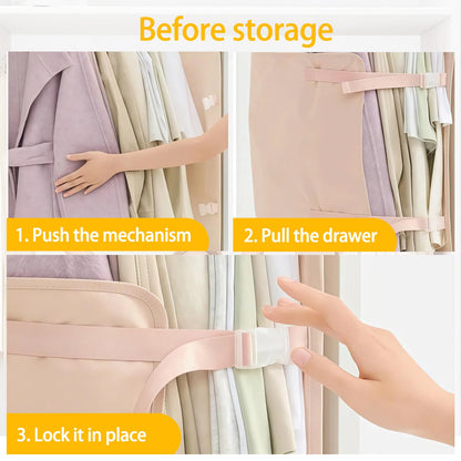 3 PCs Jacket Garment Bag with Self Compression Strap Pink Closet Organiser Space Saver