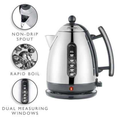 Dualit Lite Kettle - 1.5L Jug Kettle - Polished with Grey Trim, High Gloss Finish - Fast Boiling Kettle by Dualit - 72006