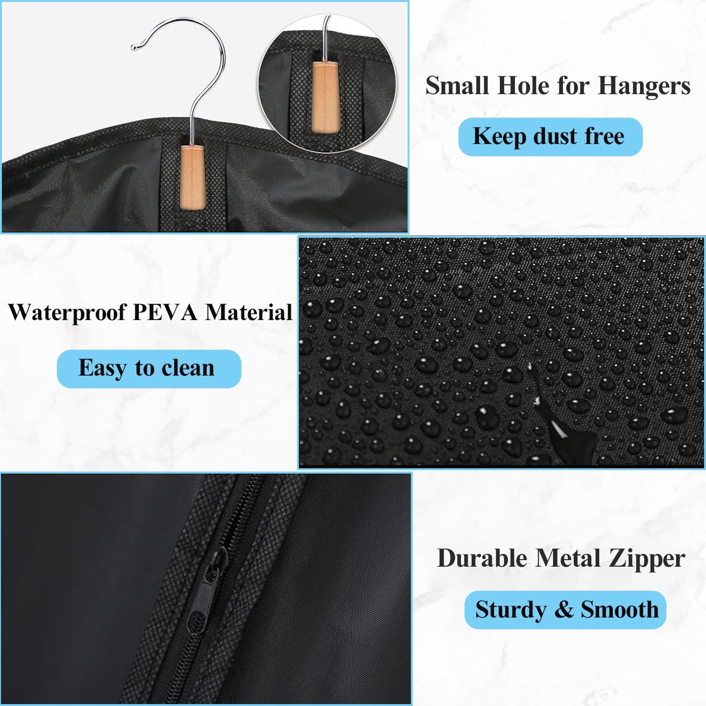 1 Pack Dress Bags Covers Long 60cm*180cm, PEVA Hanging Garment Bags with Handle Waterproof Dustproof Clothes Covers for Gowns, Wedding Dress