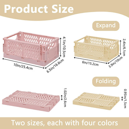 Wonninek 8Pcs Collapsible Storage Crates, 2 Sizes Storage Baskets