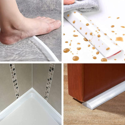 Self Adhesive Shower Threshold, Silicone Water Stopper, Splash Proof Shower Barrier, Italian Shower Seal, Suitable for Kitchens and Bathrooms