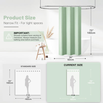 BTTN Narrow Waffle Shower Curtain, Waterproof, 92x182cm, Mint Green