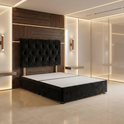 Bed Centre Ziggy Plush Single Divan Base 30" Headboard, Black, 0 Draw